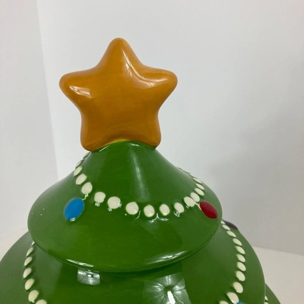 Vintage‎ Pier One Imports Ironstone Handpainted Christmas Tree Cookie Jar Retro